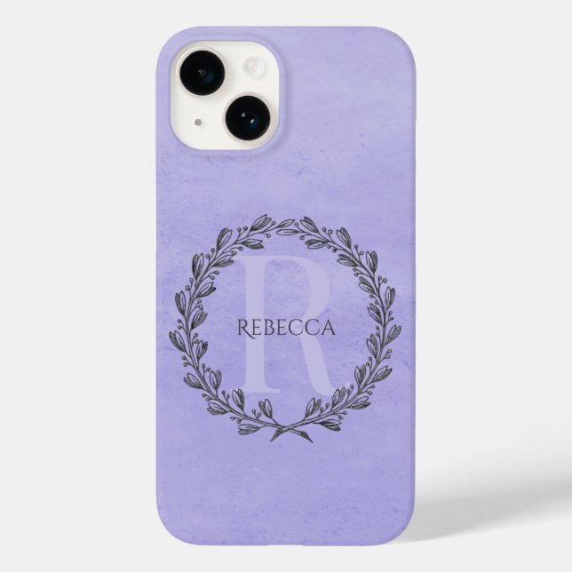 Elegant Wreath Monogram | Purple Case-Mate iPhone Case (Back)