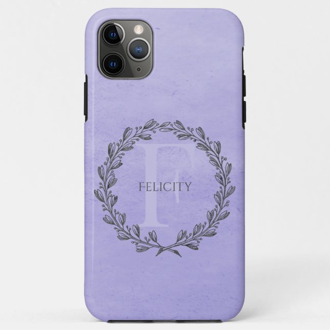 Elegant Wreath Monogram | Purple Case-Mate iPhone Case (Back)