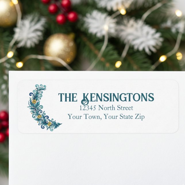 Elegant Wreath Swag Return Address Label (Holiday greenery swag return address label)