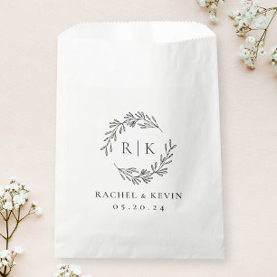 Elegant Wreath Wedding Initial Monogram Favour Bag