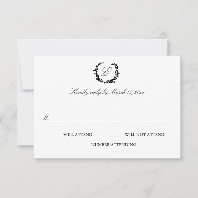 Elegant Wreath Wedding RSVP Card (Front)