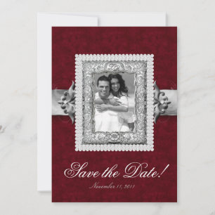 Elegant Xmas Save the Date Photo Card Jewels Red