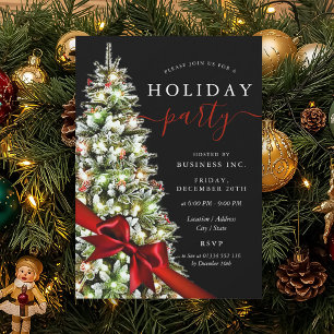 Elegant Xmas Tree Bow Corporate Holiday Party Invitation