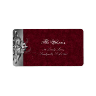 Elegant Xmas Wedding Label Jewels Red