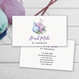 Elegant Yarn Knitting Needles Business Card