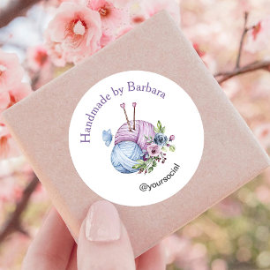 Elegant Yarn Knitting Needles Classic Round Sticker