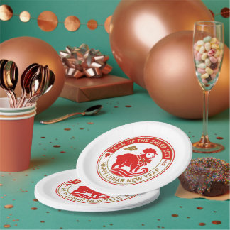 Elegant Year of the Sheep 2027 Lunar New Year Paper Plate