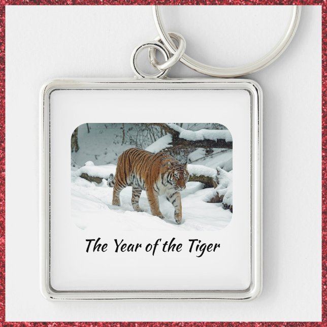 Elegant Year of the Tiger Winter Photo Key Ring (Creator Uploaded)