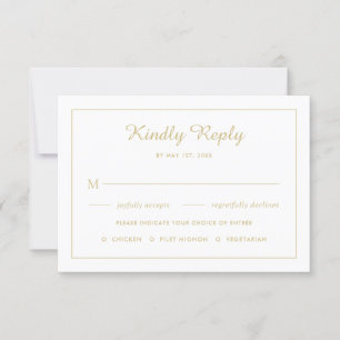 Elegant yello with golden leaves wedding RSVP card