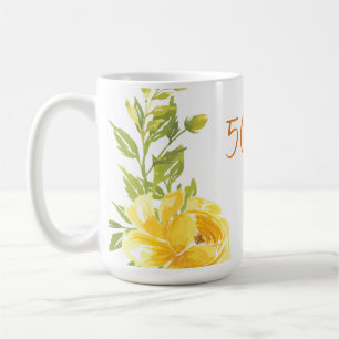 Elegant Yellow 50th Monogram Wedding Anniversary  Coffee Mug