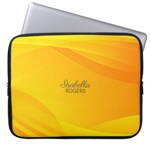 Elegant Yellow Abstract Waves with Customisation Laptop Sleeve