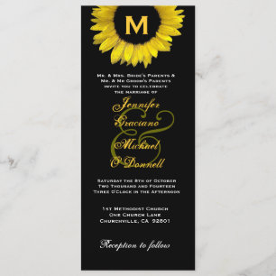 Elegant Yellow and Black Sunflower Wedding Invitation