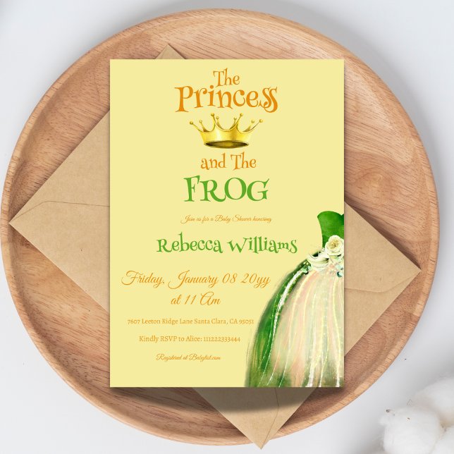 Elegant Yellow and Green Frog Princess Baby Shower Invitation (Creator Uploaded)