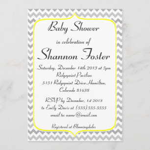 Elegant Yellow and Grey Chevron Baby Shower Invitation