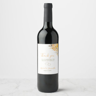 Elegant Yellow and Ivory Rose Wedding Wine Label