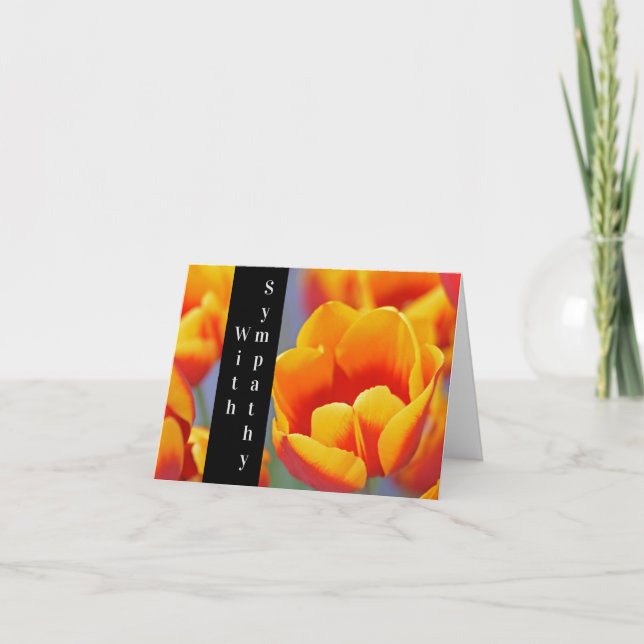 Elegant Yellow and Red Tulip With Sympathy Card (Front)