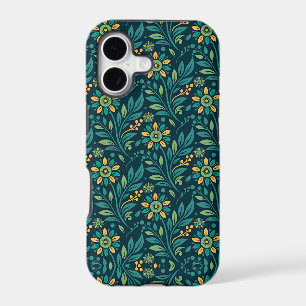 Elegant Yellow and Teal Floral Pattern Design
