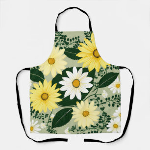 Elegant Yellow And White Daisies Flowers Apron