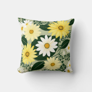 Elegant Yellow And White Daisies Flowers Cushion