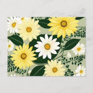Elegant Yellow And White Daisies Flowers Postcard