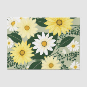 Elegant Yellow And White Daisies Flowers Tissue Paper