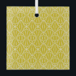 Elegant Yellow Art Deco Pattern with Diamond Motif Glass Tree Decoration<br><div class="desc">Yellow art deco pattern featuring symmetrical,  fan-like shapes and diamond motifs. The intricate design is ornate and elegant,  creating a classic vintage feel.</div>