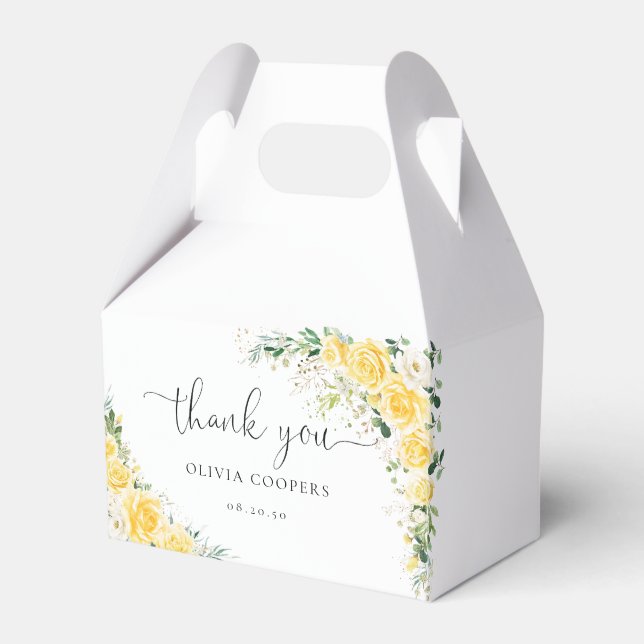 Elegant Yellow Baby Shower Favour Box (Front Side)