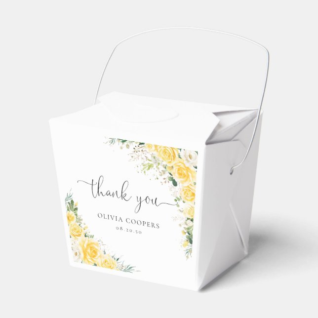 Elegant Yellow Baby Shower Favour Box (Front Side)