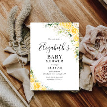 Elegant Yellow Baby Shower Invitation