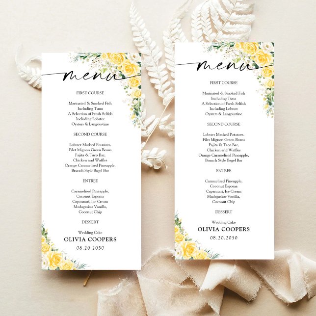 Elegant Yellow Baby Shower Menu (Creator Uploaded)