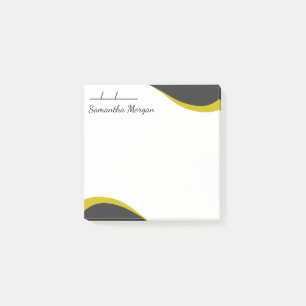 Elegant yellow & black waves customisable post-it notes