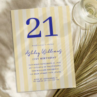 Elegant Yellow Blue Modern 21st Birthday