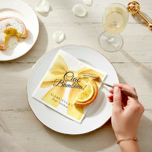 Elegant Yellow Bow 'Ciao Bambina!' Baby Shower Napkin