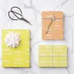 Elegant Yellow Bride Groom Names Weddings Wrapping Paper Sheet<br><div class="desc">Simple,  yellow,  elegant,  Wedding wrapping paper. Modern Mr and Mrs,  bride and groom wrapping paper. You can personalise it with your names and date.</div>