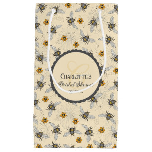 Elegant Yellow Bride to Bee Floral Bridal Shower Small Gift Bag