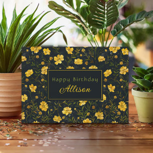 Elegant Yellow Buttercup Flower Pattern Birthday Card