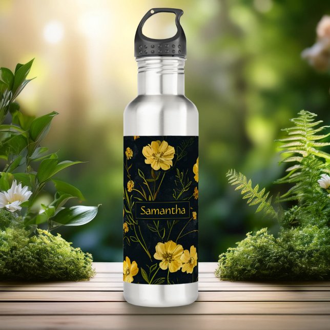 Elegant Yellow Buttercup Flowers 710 Ml Water Bottle (Creator Uploaded)