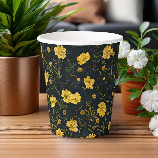 Elegant Yellow Buttercup Flowers Mother's Day Paper Cups (Creator Uploaded)