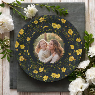 Elegant Yellow Buttercup Flowers Mother's Day Paper Plate