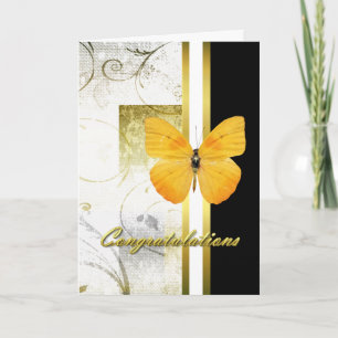 Elegant Yellow Butterfly Graduation Card