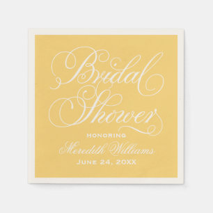 Elegant Yellow Calligraphy Wedding Bridal Shower Napkin