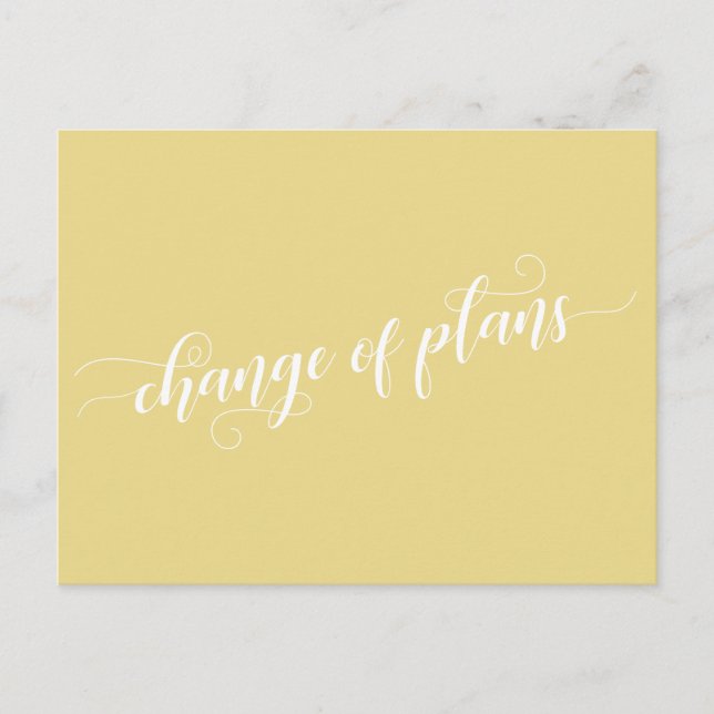 Elegant Yellow Change of Plans Postponed Wedding Postcard (Front)
