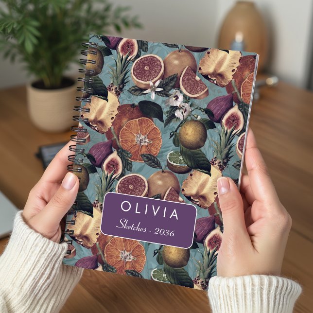 Elegant Yellow Citrus Mint Pattern Notebook (Creator Uploaded)