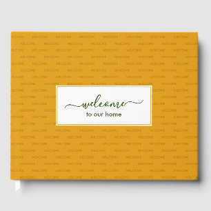 Elegant Yellow Custom WELCOME TO OUR HOME Guest Book