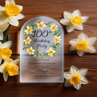 Elegant Yellow Daffodils Floral 100th Birthday