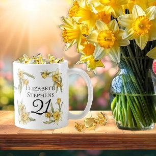 Elegant Yellow Daffodils Floral 21st Birthday Coffee Mug
