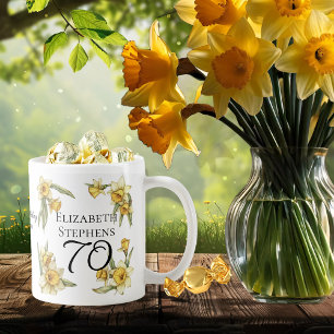 Elegant Yellow Daffodils Floral 70th Birthday Coffee Mug