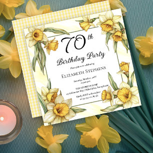 Elegant Yellow Daffodils Floral 70th Birthday Invitation