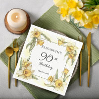 Elegant Yellow Daffodils Floral 90th Birthday