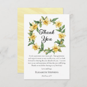 Elegant Yellow Daffodils Floral Wreath Birthday Thank You Card